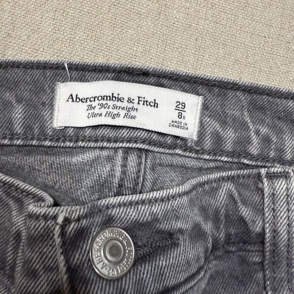 Abercrombie & Fitch Sz 29/8 R The ‘90s Straight Ultra High Rise Jeans Curve Love - Picture 4 of 8